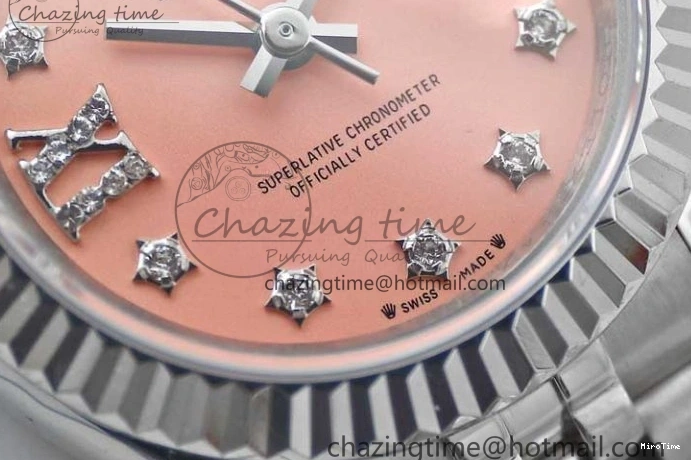 MiroTime 0404 HighPerformance Lady DateJust 28 SS TWF 1:1 Best Edition 904L Steel Pink Dial Diam Markers on President Bracelet NH 2179